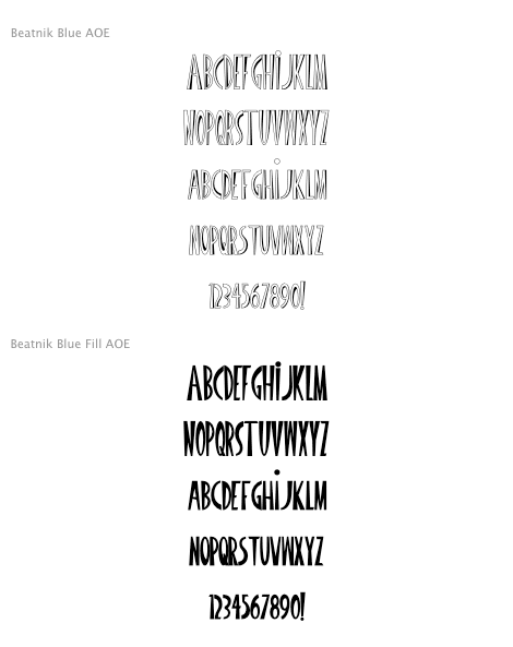 Beatnik Blue (2 fonts) font from Astigmatic One