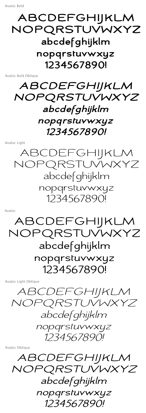 Avaloc Family (6 fonts) font from Insigne