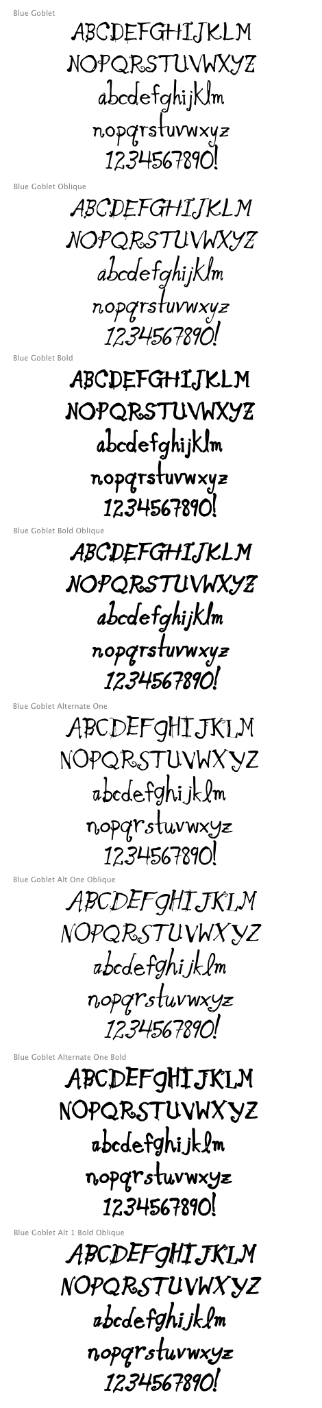 Blue Goblet Complete Family (8 fonts) font from Insigne