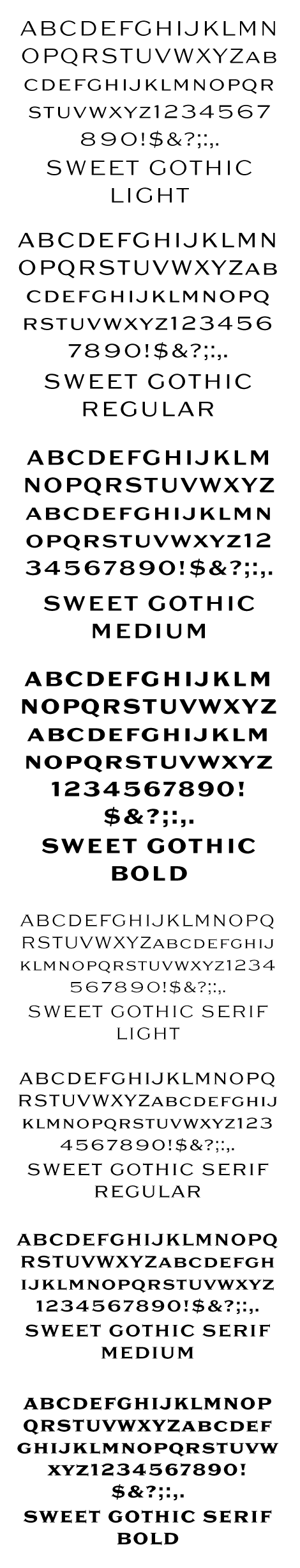 Sweet Gothic Complete Package (8 Fonts) font from Sweet