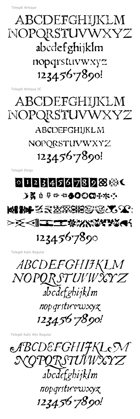 Telegdi Set (5 Typefaces) font from International House of Fonts
