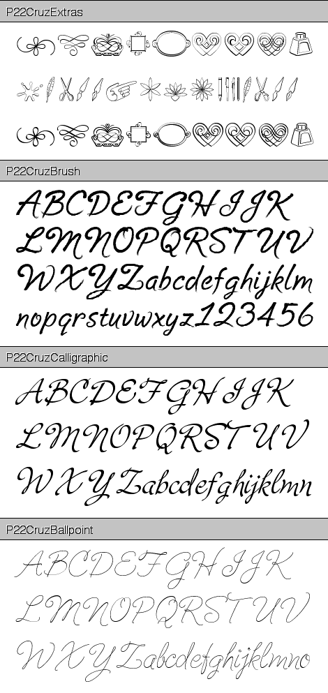 Cruz Script Set font from International House of Fonts