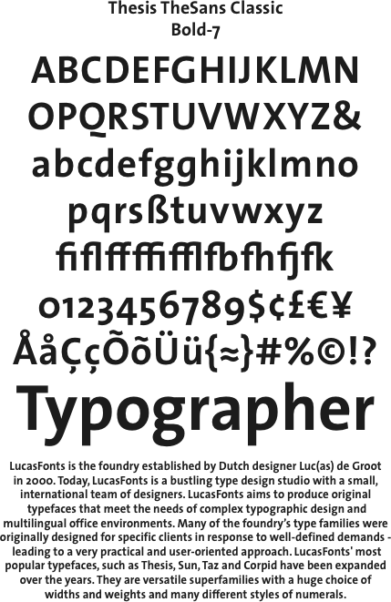 Thesis TheSans Classic Bold font from LucasFonts