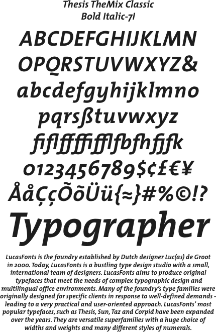 Thesis TheMix Classic Bold Italic font from LucasFonts