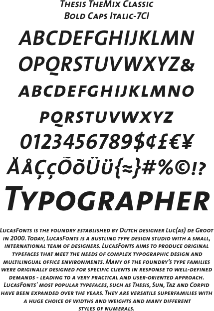 Thesis TheMix Classic Bold Caps Italic font from LucasFonts