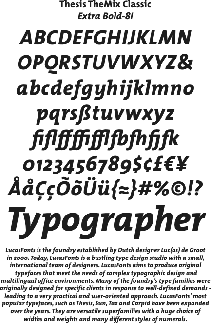 Thesis TheMix Classic Extra Bold Italic font from LucasFonts