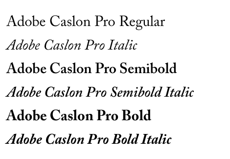 Adobe Caslon Pro Complete Family Pack font from Monotype Imaging