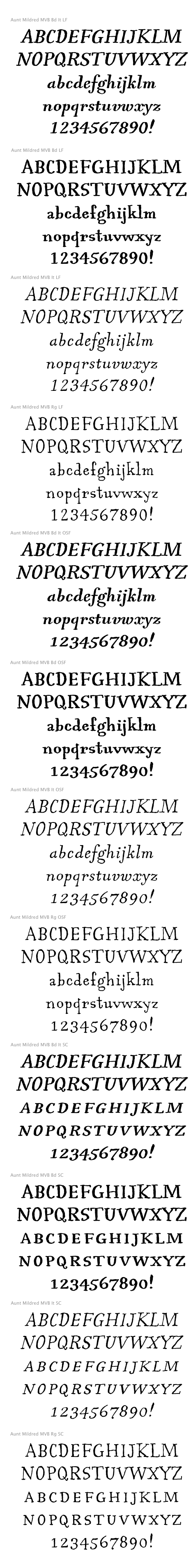 Aunt Mildred™ Family font from MVB Fonts