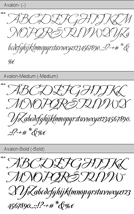 Avalon (3 font volume) font from Font Bureau
