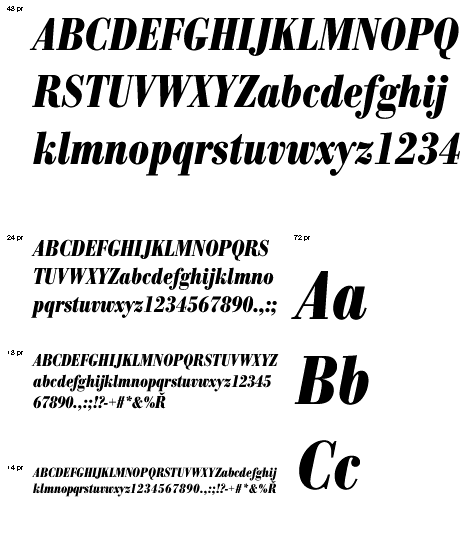 Bodoni Antiqua Bold Condensed Italic font from URW