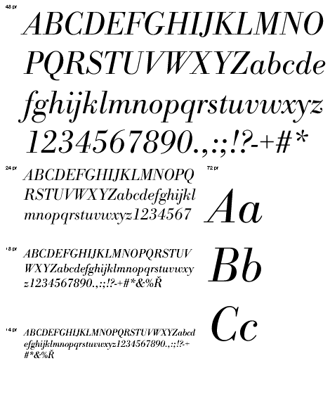 Bodoni Antiqua Light Italic font from URW