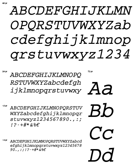 Courier Bold Oblique font from URW