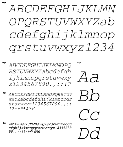 Courier Light Oblique font from URW