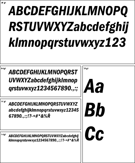Franklin Gothic URW Demi Condensed Italic font from URW