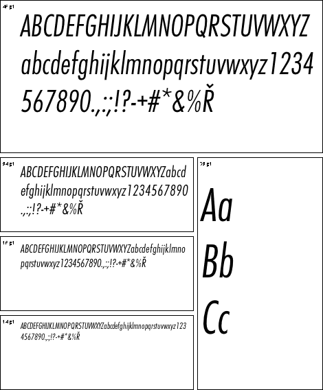 Futura Light Condensed Oblique font from URW