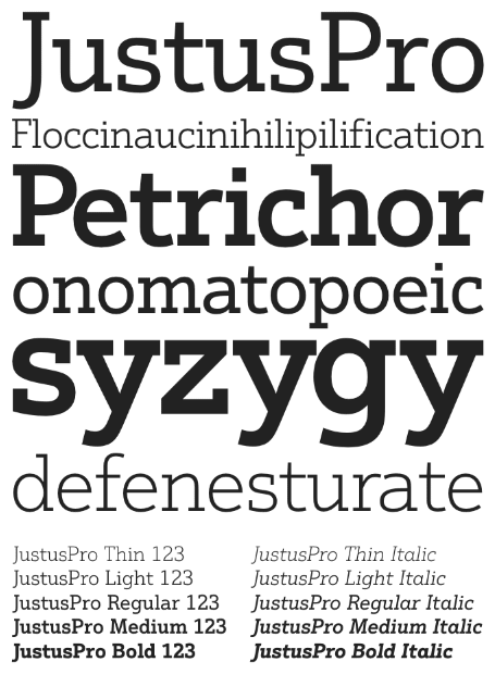 Justus Pro Famliy (10 fonts) font from URW