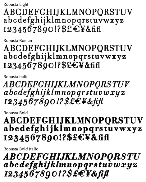 Robusta 5 cuts font from Wiescher Design
