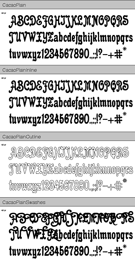 Cacao Plain Set (4 typefaces) font from Wiescher Design